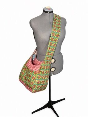 Handmade 100% Cotton Reversible Crossbody Shoulder Bag - NEW